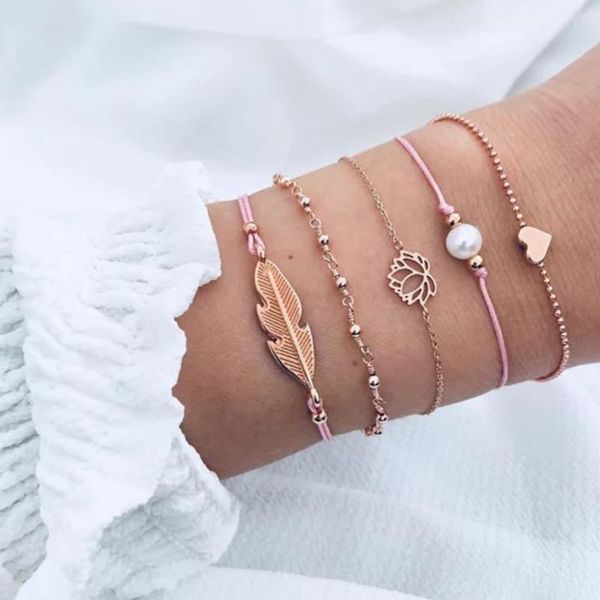 cute pink weaving bohemian metal gold hollow lotus bangles heart bracelets set for women pearl summer bead chain jewelry link,, Black
cute pink weaving bohemian metal gold hollow lotus bangles heart bracelets set for women pearl summer bead chain jewelry link,, Black