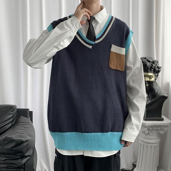 men's sweaters sweater vest men v-neck patchwork leisure loose all-match streetwear sleeveless mens chic korean style teens couples bf, White;black
men's sweaters sweater vest men v-neck patchwork leisure loose all-match streetwear sleeveless mens chic korean style teens couples bf, White;black