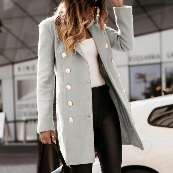 women's wool & blends trench long coat faux thin jacket ladies slim overcoat outwear double-breasted windbreaker, Black
women's wool & blends trench long coat faux thin jacket ladies slim overcoat outwear double-breasted windbreaker, Black
