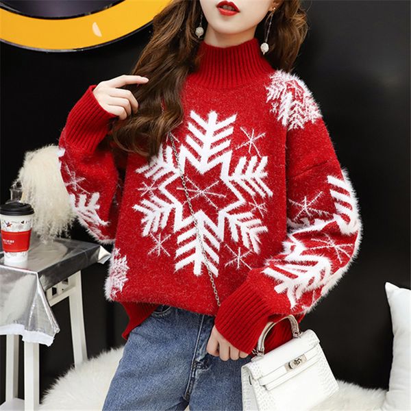 knits christmas sweater women plus size turtleneck pullovers winter thick warm oversized loose long sleeve sweaters korean female, White
knits christmas sweater women plus size turtleneck pullovers winter thick warm oversized loose long sleeve sweaters korean female, White