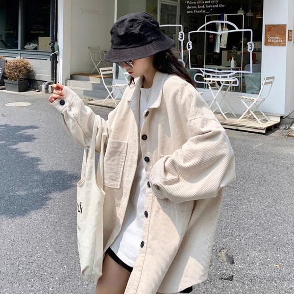 women's blouses & shirts spring autumn corduroy casual shirt jacket long sleeve oversized sun protection clothes blusa thin outwear, White
women's blouses & shirts spring autumn corduroy casual shirt jacket long sleeve oversized sun protection clothes blusa thin outwear, White