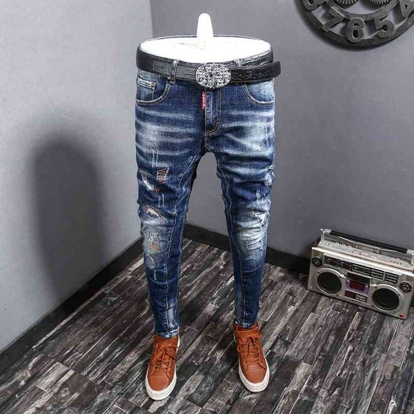 men's jeans italian fashion men retro blue elastic slim fit ripped denim trousers spliced designer hip hop biker pant
men's jeans italian fashion men retro blue elastic slim fit ripped denim trousers spliced designer hip hop biker pant
