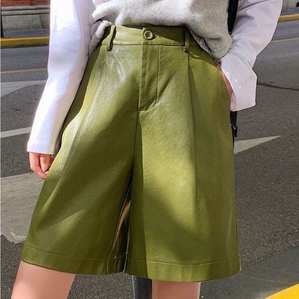 women's pants & capris fashion pu leather shorts high waist bermuda faux short loose green black street wear plus size ffez, Black;white
women's pants & capris fashion pu leather shorts high waist bermuda faux short loose green black street wear plus size ffez, Black;white