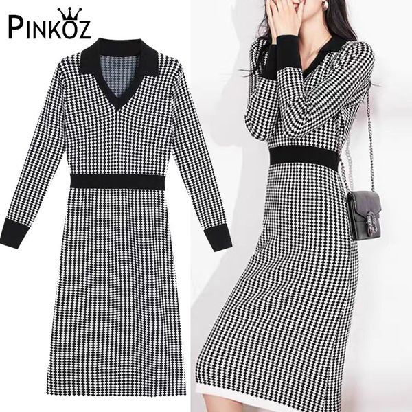 vintage elegant stylish midi houndstooth dress high waist slim office lady knitting casual black dresses robe de mujer za 210421, White
vintage elegant stylish midi houndstooth dress high waist slim office lady knitting casual black dresses robe de mujer za 210421, White