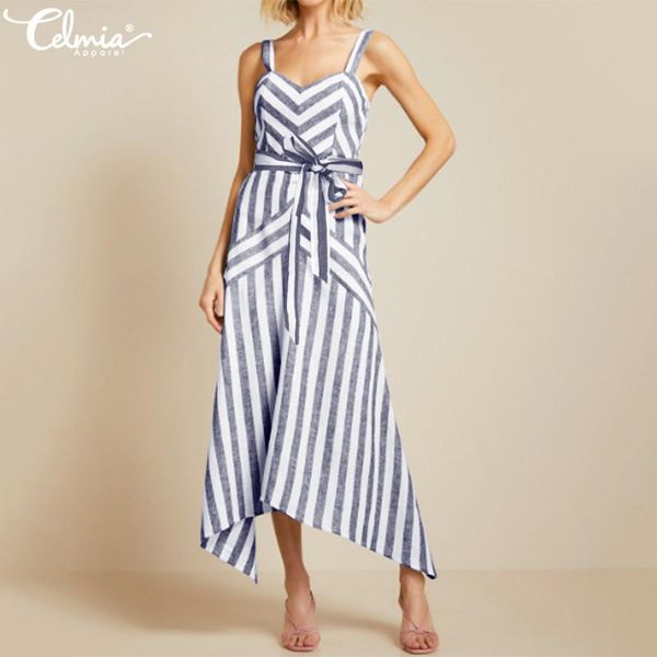 celmia 2021 summer striped dress women spaghetti straps maxi long sundress casual sleeveless bohemian beach vestidos robe dresses, Black;gray
celmia 2021 summer striped dress women spaghetti straps maxi long sundress casual sleeveless bohemian beach vestidos robe dresses, Black;gray