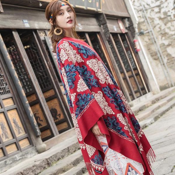 scarves winter cashmere women scarf manual the embroidery tassel muffler thicken double sides for warmth neckerchief, Blue;gray
scarves winter cashmere women scarf manual the embroidery tassel muffler thicken double sides for warmth neckerchief, Blue;gray