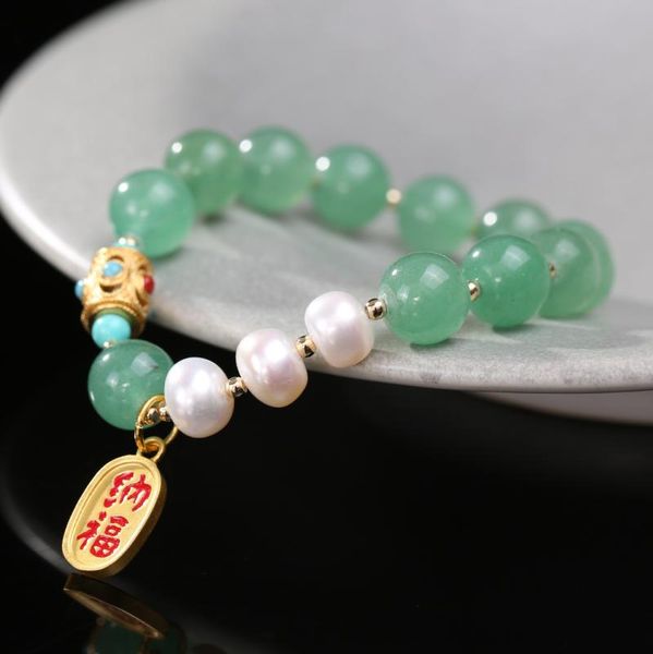 link, chain original design pearl green strawberry crystal bracelet temperament lucky charm pendant high-end jewelry for women, Black
link, chain original design pearl green strawberry crystal bracelet temperament lucky charm pendant high-end jewelry for women, Black
