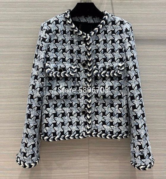 women's wool & blends brand designer 2021 autumn women elegant houndstooth plaid twist coats long sleeve o-neck single breasted tweed c, Black
women's wool & blends brand designer 2021 autumn women elegant houndstooth plaid twist coats long sleeve o-neck single breasted tweed c, Black