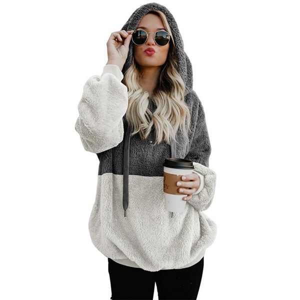 women's sweaters women sweater 2021 fashion color blocking hooded stitched long sleeve zipper plush pull femme hiver jersey mujer, White;black
women's sweaters women sweater 2021 fashion color blocking hooded stitched long sleeve zipper plush pull femme hiver jersey mujer, White;black