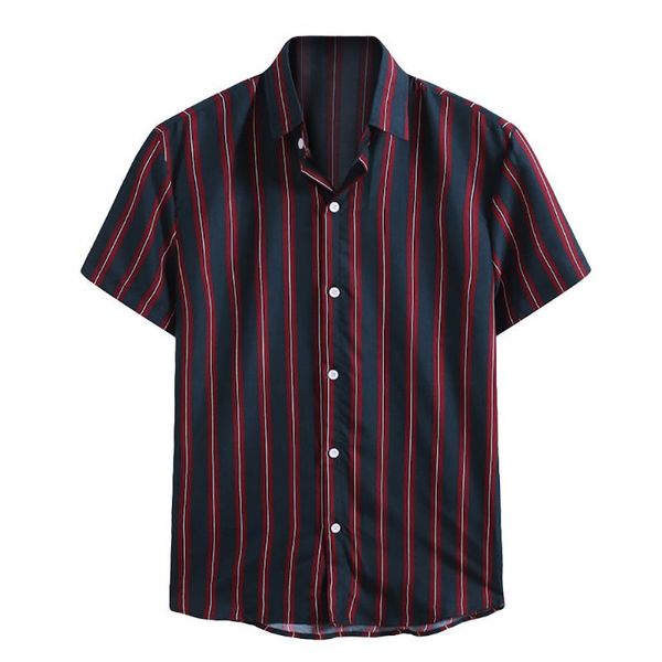 men's casual shirts summer fashion stripe printing men turn-down collar design short sleeve harajuku mens' streetwear #t1g, White;black
men's casual shirts summer fashion stripe printing men turn-down collar design short sleeve harajuku mens' streetwear #t1g, White;black