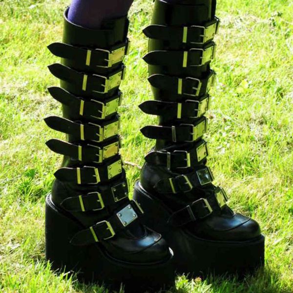 boots ins botas femininas de salto alto, alto preto, cunha grosso, fivela metal, meia panturrilha, zÃper, marca punk 0wsn, Black
boots ins botas femininas de salto alto, alto preto, cunha grosso, fivela metal, meia panturrilha, zÃper, marca punk 0wsn, Black