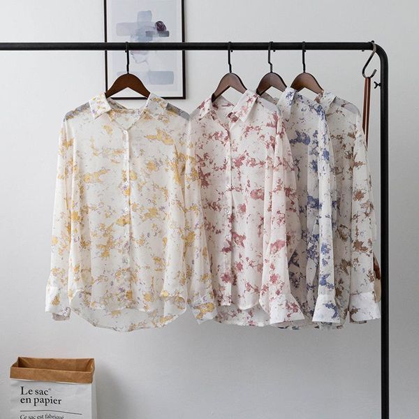 women's blouses & shirts vintage printed long-sleeved shirt 2021 summer korean-style sunscreen chiffon blouse, White
women's blouses & shirts vintage printed long-sleeved shirt 2021 summer korean-style sunscreen chiffon blouse, White
