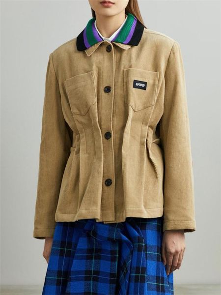 women's jackets 2021 autumn and winter style back, folds, drawstring design, double-layer stitching collar, contrast casual jacket, Black;brown
women's jackets 2021 autumn and winter style back, folds, drawstring design, double-layer stitching collar, contrast casual jacket, Black;brown