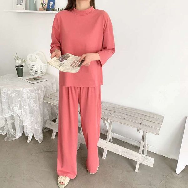 women's sleepwear pajamas 3/4 sleeve pants two piece set casual loose korean home wear clothes spring autumn ladies pijamas suit h, Black;red
women's sleepwear pajamas 3/4 sleeve pants two piece set casual loose korean home wear clothes spring autumn ladies pijamas suit h, Black;red