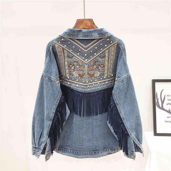 women's jackets denim floral embroidery suede tassels loose coat long sleeve outerwear streetwear diamonds rivet women veste femme 7jfi, Black;brown
women's jackets denim floral embroidery suede tassels loose coat long sleeve outerwear streetwear diamonds rivet women veste femme 7jfi, Black;brown