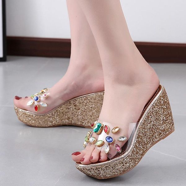 slippers sagace shoes woman summer sequined wedge sandals rhinestone transparent muffin thick bottom 9cm women 2021apr14, Black
slippers sagace shoes woman summer sequined wedge sandals rhinestone transparent muffin thick bottom 9cm women 2021apr14, Black