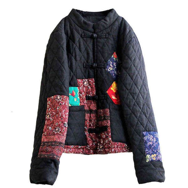 2021 autumn and winter national style women's cotton clothes creative personality splicing warm short coat, Black
2021 autumn and winter national style women's cotton clothes creative personality splicing warm short coat, Black