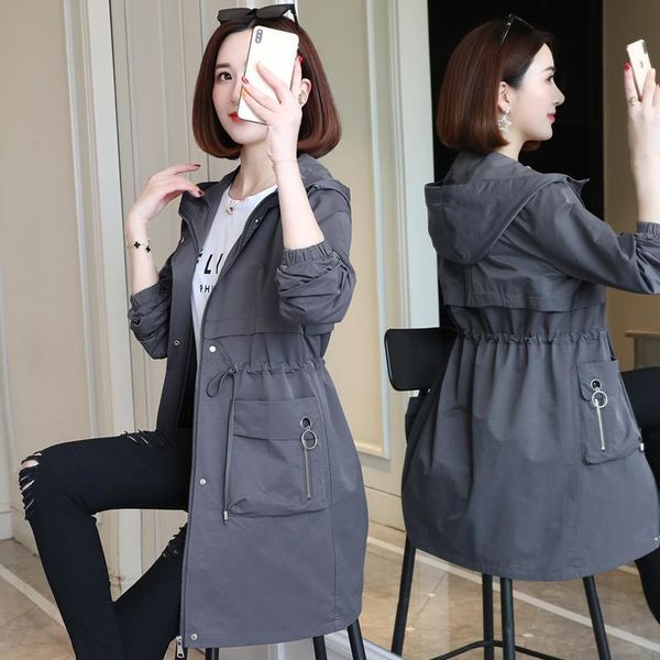 women's trench coats mid-length windbreaker jacket 2021 spring autumn large size 4xl outwear temperament waist khaki black hooded jacke, Tan;black
women's trench coats mid-length windbreaker jacket 2021 spring autumn large size 4xl outwear temperament waist khaki black hooded jacke, Tan;black