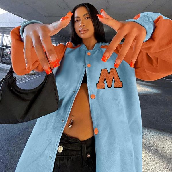 women's jackets blue splicing single breasted baseball uniform loose jacket women coat streetwear casual boyfriend winter outerwear wom, Black;brown
women's jackets blue splicing single breasted baseball uniform loose jacket women coat streetwear casual boyfriend winter outerwear wom, Black;brown