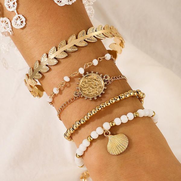 bohemian gold color beads pearl shell multilayer beaded bracelets set for women leaves bracelet charm party jewelery link, chain, Black
bohemian gold color beads pearl shell multilayer beaded bracelets set for women leaves bracelet charm party jewelery link, chain, Black