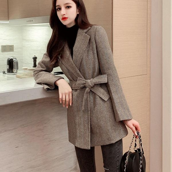 winter clothes loose coat woman england woolen slim suit jacke twith bow sashes female blazer women feminino tweed korean women's suits, White;black
winter clothes loose coat woman england woolen slim suit jacke twith bow sashes female blazer women feminino tweed korean women's suits, White;black