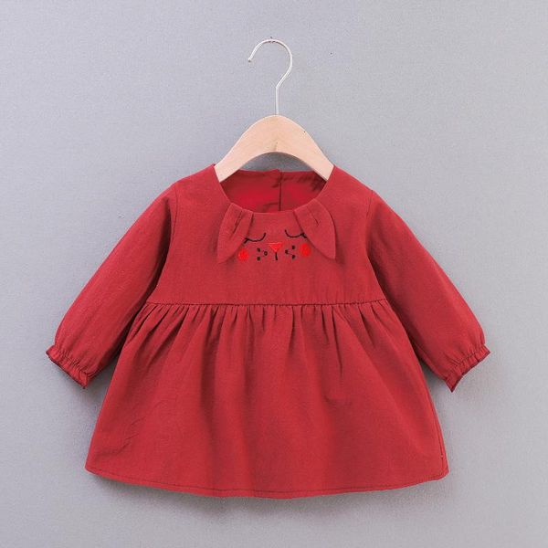 girl's dresses 2021 fashion children dress costomes long sleeve pure color cotton and linen embroidery vestidos design for girls, Red;yellow
girl's dresses 2021 fashion children dress costomes long sleeve pure color cotton and linen embroidery vestidos design for girls, Red;yellow