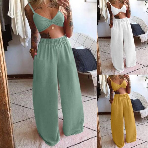women's tracksuits fashion women casual solid sleeveless camis +long pants 2 piece set two summer vetement femme 2021, Gray
women's tracksuits fashion women casual solid sleeveless camis +long pants 2 piece set two summer vetement femme 2021, Gray