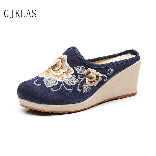 slippers flower embroidered women canvas mule wedge close toe elegant ladies casual summer cotton heeled shoes slipper with heel, Black
slippers flower embroidered women canvas mule wedge close toe elegant ladies casual summer cotton heeled shoes slipper with heel, Black