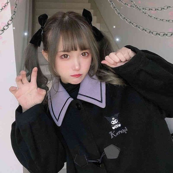women's jackets japanese college style sailor collar navy coat sweat sanrioed girls autumn winter long jacket kuromied embroidery, Black;brown
women's jackets japanese college style sailor collar navy coat sweat sanrioed girls autumn winter long jacket kuromied embroidery, Black;brown