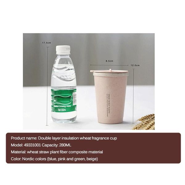 Eco-Friendly Drinking Cup Unbreakable Reusable Two-Layer Insulation Wheat Fiber Straw Coffee Travel Mug Leak-Proof Mugs
Eco-Friendly Drinking Cup Unbreakable Reusable Two-Layer Insulation Wheat Fiber Straw Coffee Travel Mug Leak-Proof Mugs