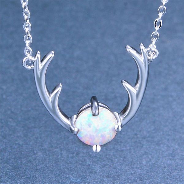 pendant necklaces luxury white blue opal stone necklace cute female animal antlers charm silver color wedding for women
pendant necklaces luxury white blue opal stone necklace cute female animal antlers charm silver color wedding for women
