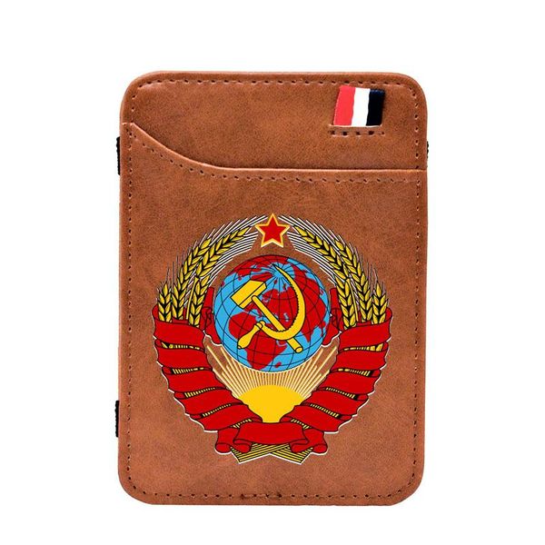 card holders classic soviet union symbols printing leather magic wallet men women ussr mini thin money clips purse, Brown;gray
card holders classic soviet union symbols printing leather magic wallet men women ussr mini thin money clips purse, Brown;gray