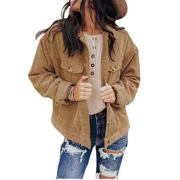 women's jackets 2021 autumn and winter european american solid color jacket cardigan loose corduroy women, Black;brown
women's jackets 2021 autumn and winter european american solid color jacket cardigan loose corduroy women, Black;brown