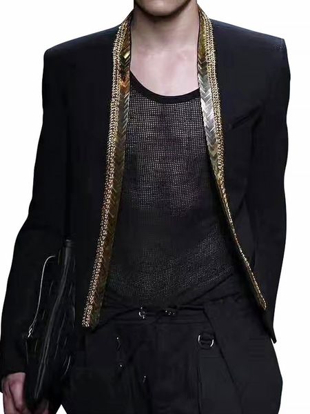men's jackets gold plated men's jacket, deluxe suit, gold and black, with party club printed envelopes, Black;brown
men's jackets gold plated men's jacket, deluxe suit, gold and black, with party club printed envelopes, Black;brown