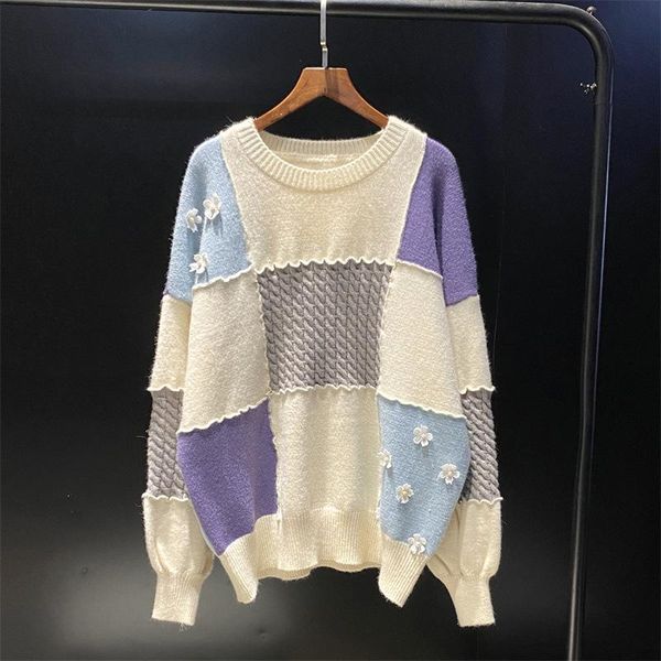 women's sweaters 2021 fall winter japanese chic patchwork pullovers o-neck loose contrast color plaid sweater all-match long sleeve sue, White;black
women's sweaters 2021 fall winter japanese chic patchwork pullovers o-neck loose contrast color plaid sweater all-match long sleeve sue, White;black