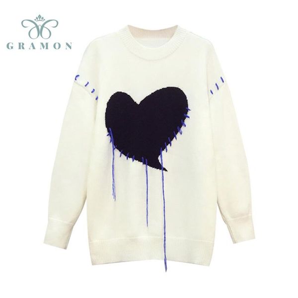 women's sweaters print knitted sweater women chic tassel heart oversized pullovers winter loose long sleeve streetwear sueter mujer, White;black
women's sweaters print knitted sweater women chic tassel heart oversized pullovers winter loose long sleeve streetwear sueter mujer, White;black