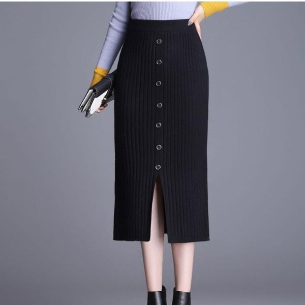 autumn winter knitting wool female high waist slit straight woman skirts mujer faldas saias mulher, Black
autumn winter knitting wool female high waist slit straight woman skirts mujer faldas saias mulher, Black