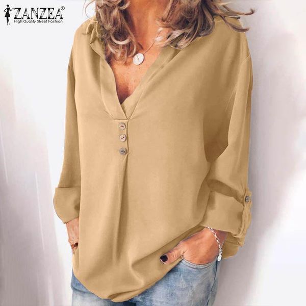 women's blouses & shirts womens casual long sleeve zanzea solid v neck blouse 2021 autumn loose button tunic fashion lady oversize ret, White
women's blouses & shirts womens casual long sleeve zanzea solid v neck blouse 2021 autumn loose button tunic fashion lady oversize ret, White