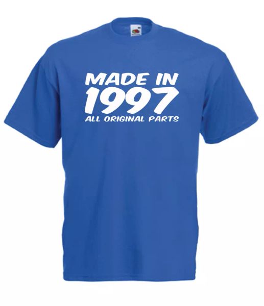 made in original parts 1997 xmas gift idea mens women t shirts multi-color s-2xl, White;black
made in original parts 1997 xmas gift idea mens women t shirts multi-color s-2xl, White;black