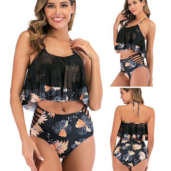 swimsuit women's 2021 high waisted double shoulders with split printed ruffle net sabina bikini, Black;white
swimsuit women's 2021 high waisted double shoulders with split printed ruffle net sabina bikini, Black;white
