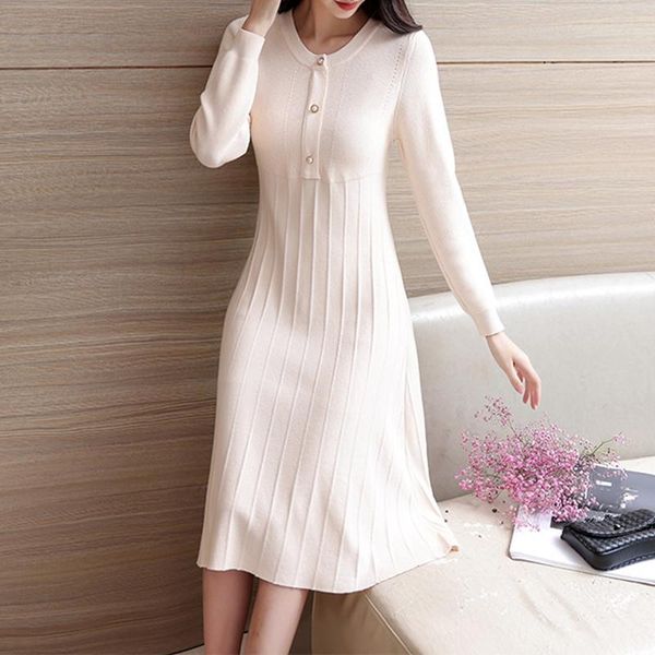 casual dresses knitted for women sweater pullover long-sleeve dress fashion o-neck button a-line vintage basic ol clothing, Black;gray
casual dresses knitted for women sweater pullover long-sleeve dress fashion o-neck button a-line vintage basic ol clothing, Black;gray