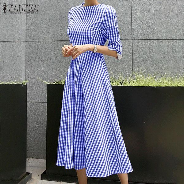 casual dresses 2021 summer vintage women dress zanzea office lady plaid midi vestidos 3/4 sleeve a-line sundress oversize party robe, Black;gray
casual dresses 2021 summer vintage women dress zanzea office lady plaid midi vestidos 3/4 sleeve a-line sundress oversize party robe, Black;gray