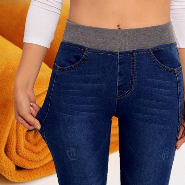 women's jeans 2021 plus size women velvet winter warm casual high waist pants elastic pencil fashion denim trousers, Blue
women's jeans 2021 plus size women velvet winter warm casual high waist pants elastic pencil fashion denim trousers, Blue