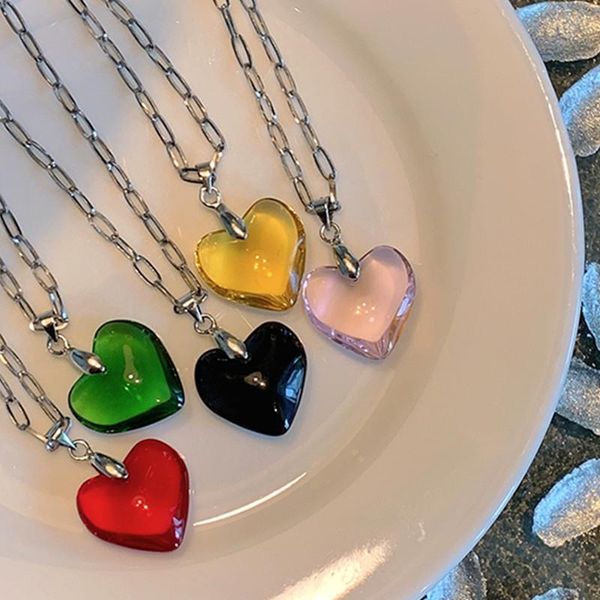 pendant necklaces korea fashion vintage candy color transparent heart necklace for women girls party wedding jewelry accessories gifts, Silver
pendant necklaces korea fashion vintage candy color transparent heart necklace for women girls party wedding jewelry accessories gifts, Silver
