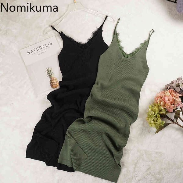nomikuma v neck spaghetti strap dresses lace patchwork slim fit knitted camis dress women fashion basic vestidos femme 3d998 210514, Black;gray
nomikuma v neck spaghetti strap dresses lace patchwork slim fit knitted camis dress women fashion basic vestidos femme 3d998 210514, Black;gray