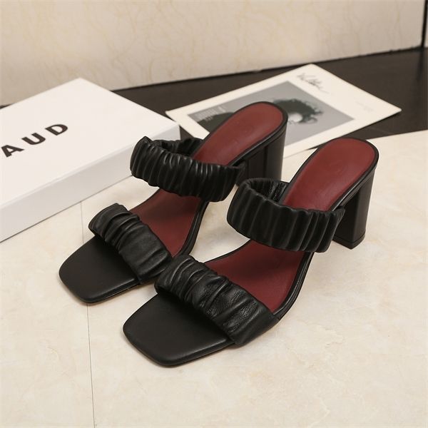summer one line sandal leather strap fold sheepskin high heels thick heel simple staud 70% off factory store online sale, Black
summer one line sandal leather strap fold sheepskin high heels thick heel simple staud 70% off factory store online sale, Black
