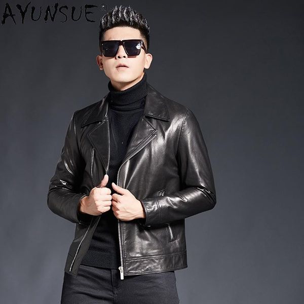 men's leather & faux ayunsue real goatskin jackets men clothing genuine coat mens korean casual streetwear chaquetas hombre sqq314, Black
men's leather & faux ayunsue real goatskin jackets men clothing genuine coat mens korean casual streetwear chaquetas hombre sqq314, Black