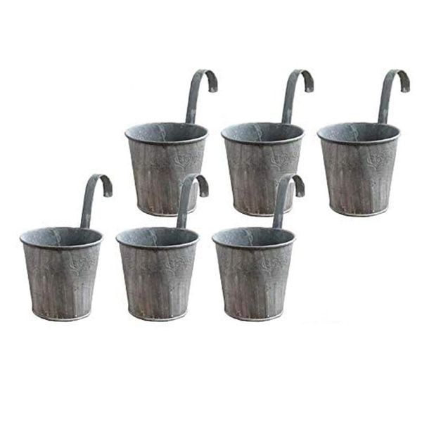 pack flower pots with hooks metal hanging planter retro gray fence pot for outdoor balcony wall decor planters &
pack flower pots with hooks metal hanging planter retro gray fence pot for outdoor balcony wall decor planters &