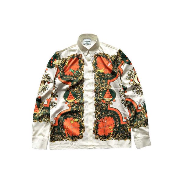 men's casual shirts casablanca orange print lazy minority design style silk antique long sleeve shirt, White;black
men's casual shirts casablanca orange print lazy minority design style silk antique long sleeve shirt, White;black