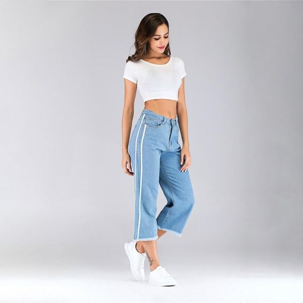 women's jeans summer wide-leg ankle-length fashion trend solid high waist wide leg pants demin hem straight, Blue
women's jeans summer wide-leg ankle-length fashion trend solid high waist wide leg pants demin hem straight, Blue